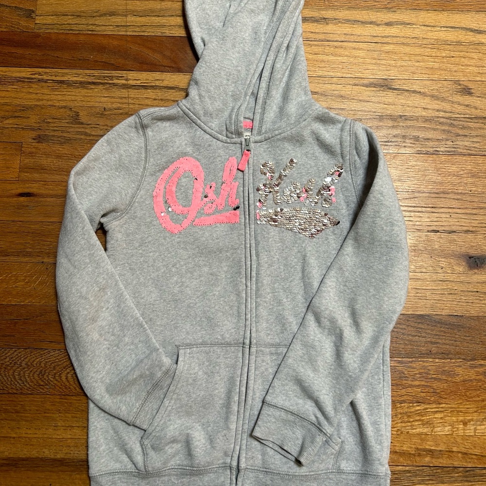 OshKosh B'gosh Gray Hoodie with Pink Sequin Accents